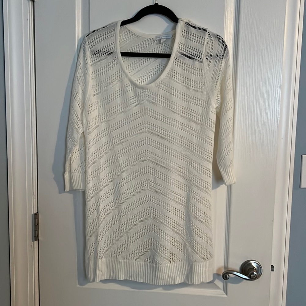Cable Knit White Sweater